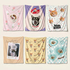 Assorted custom pet flannel blanket designs