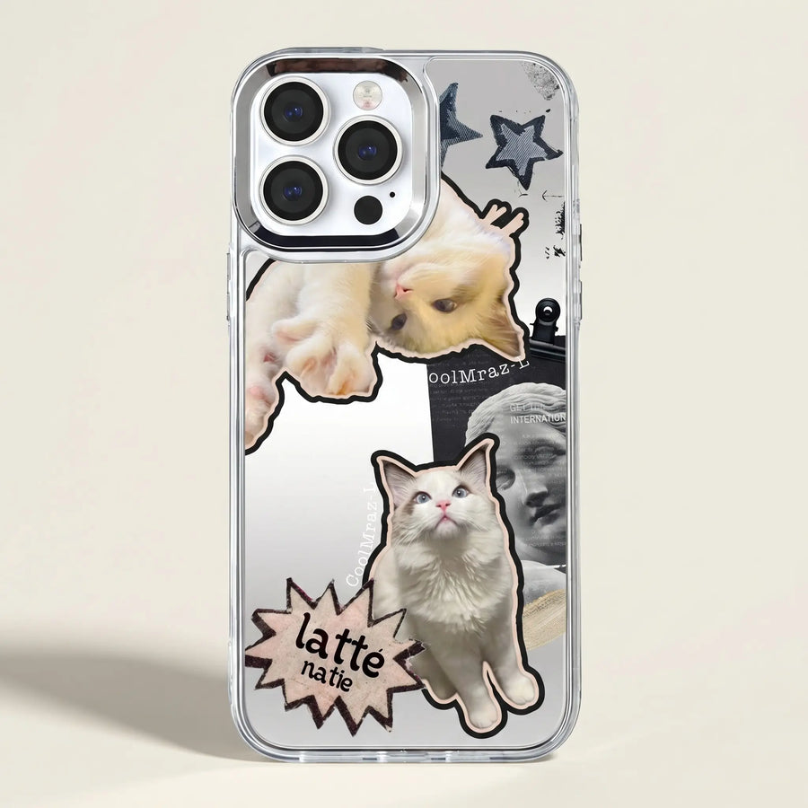 Custom pet phone case with illustrated cats
