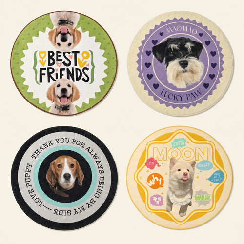 Assorted round pet flannel rug designs