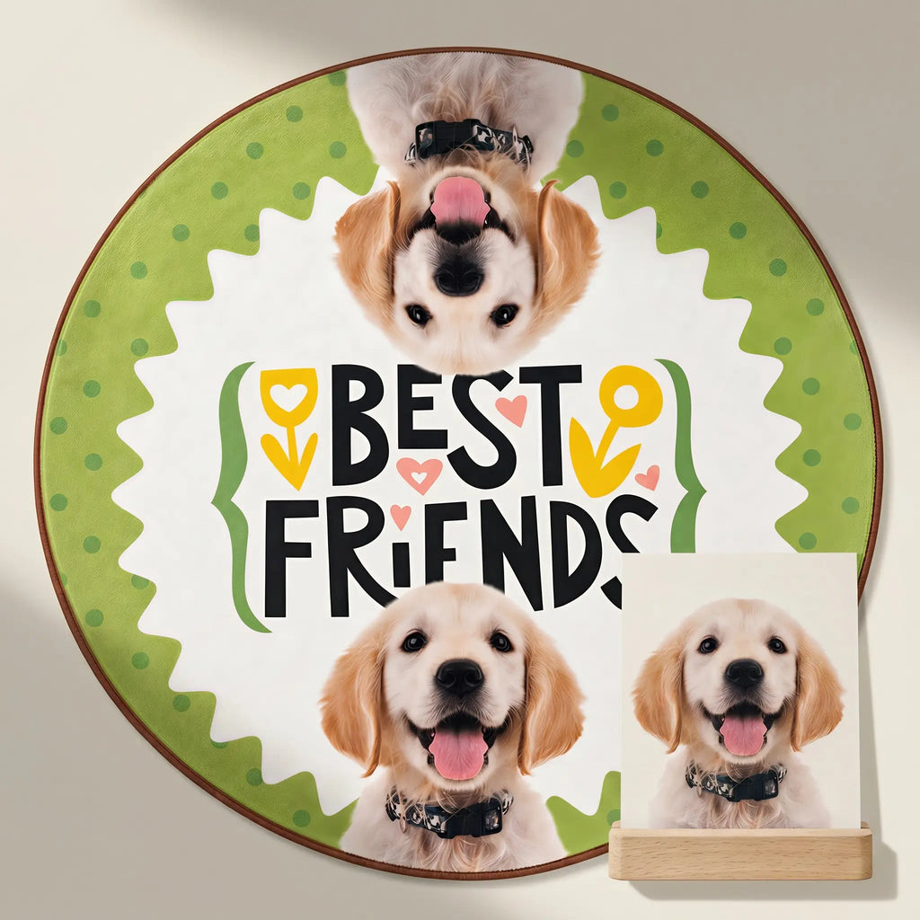Dog flannel rug displayed with pet photo