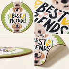 Detail views of round dog flannel rug