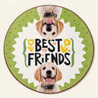 Round dog flannel rug with best friends design