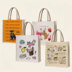 Assorted custom pet tote bags with artwork