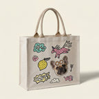 Custom pet tote bag with illustrated dog portrait