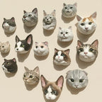 Assorted plaster pet portrait sculpture faces