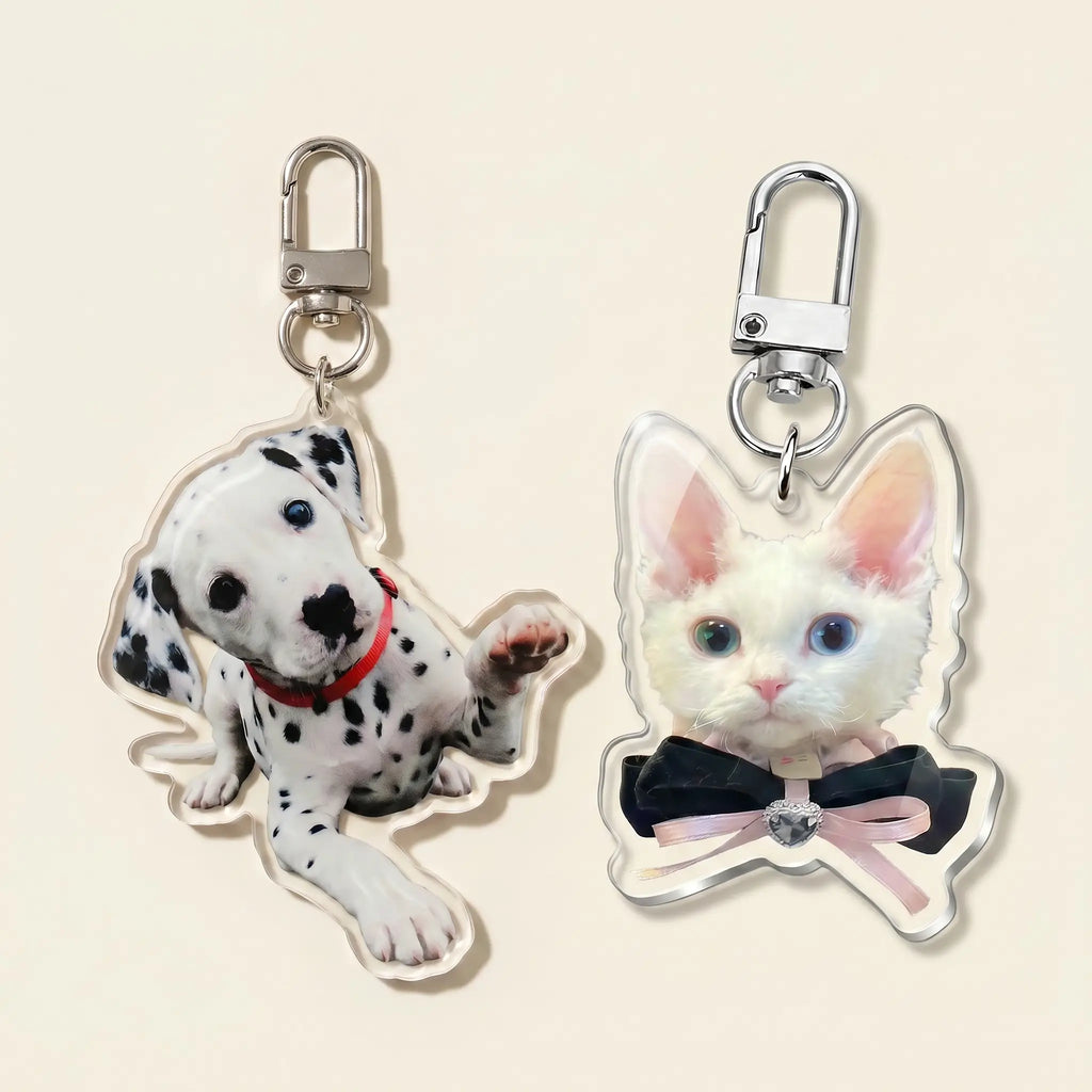 Acrylic dog and cat keychains with clasps