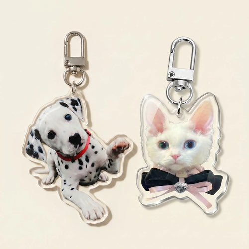 Acrylic dog and cat keychains with clasps