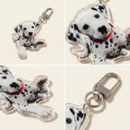 Detail views of acrylic dalmatian keychain