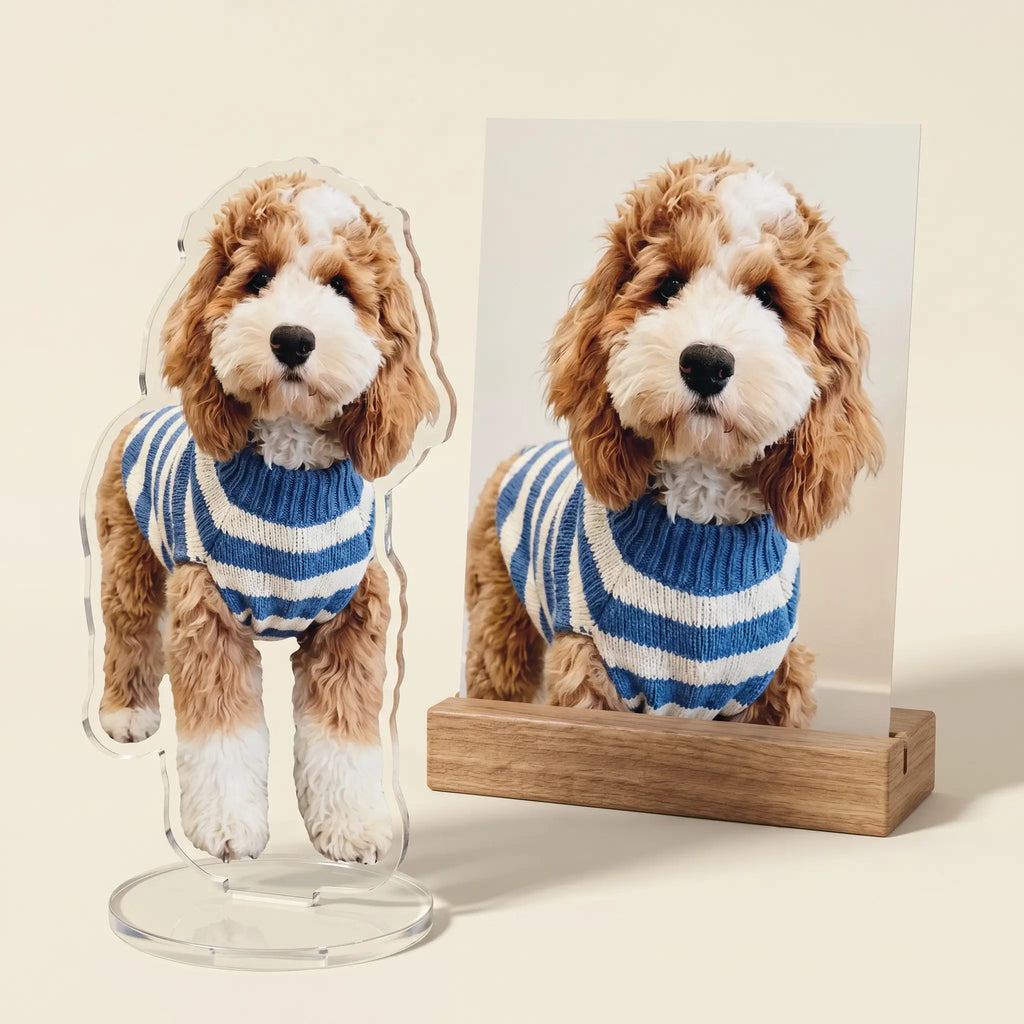 Dog standee displayed with pet photo