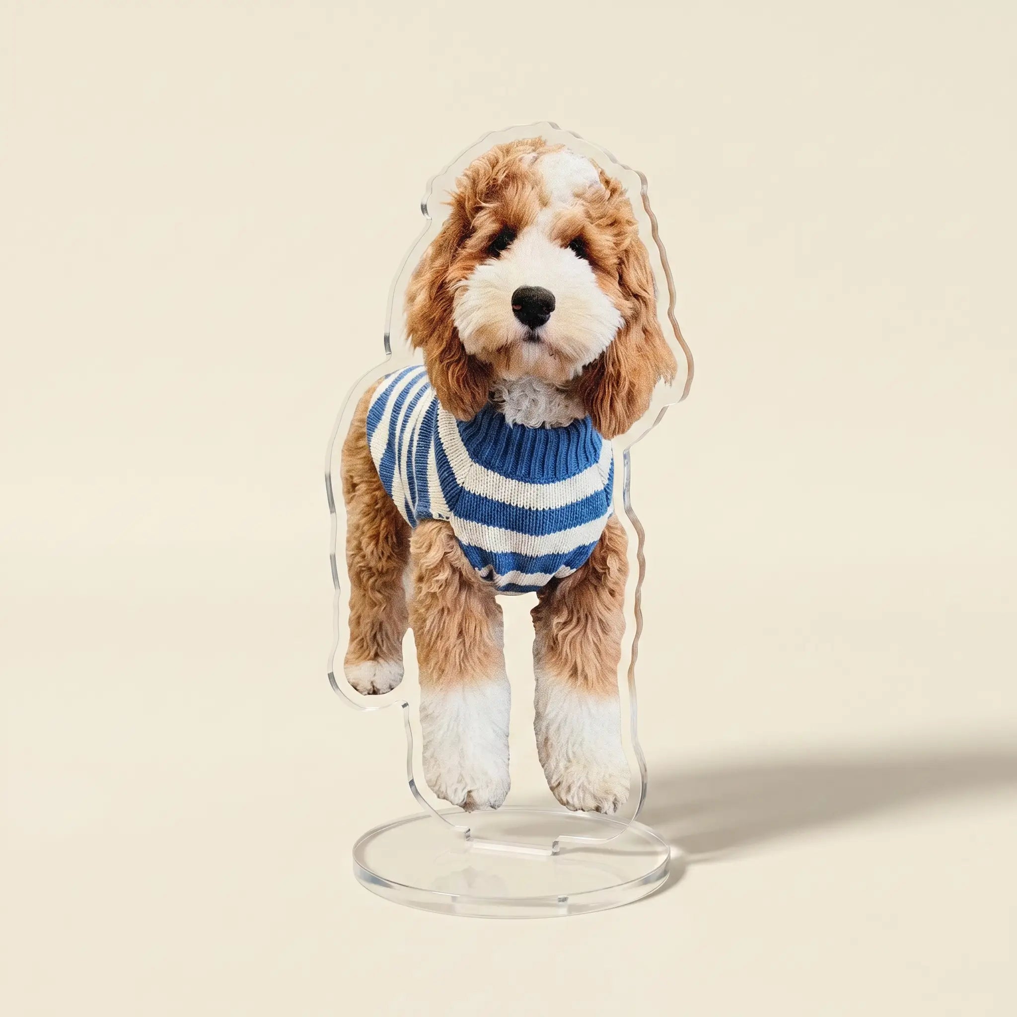 Acrylic dog standee on clear display base