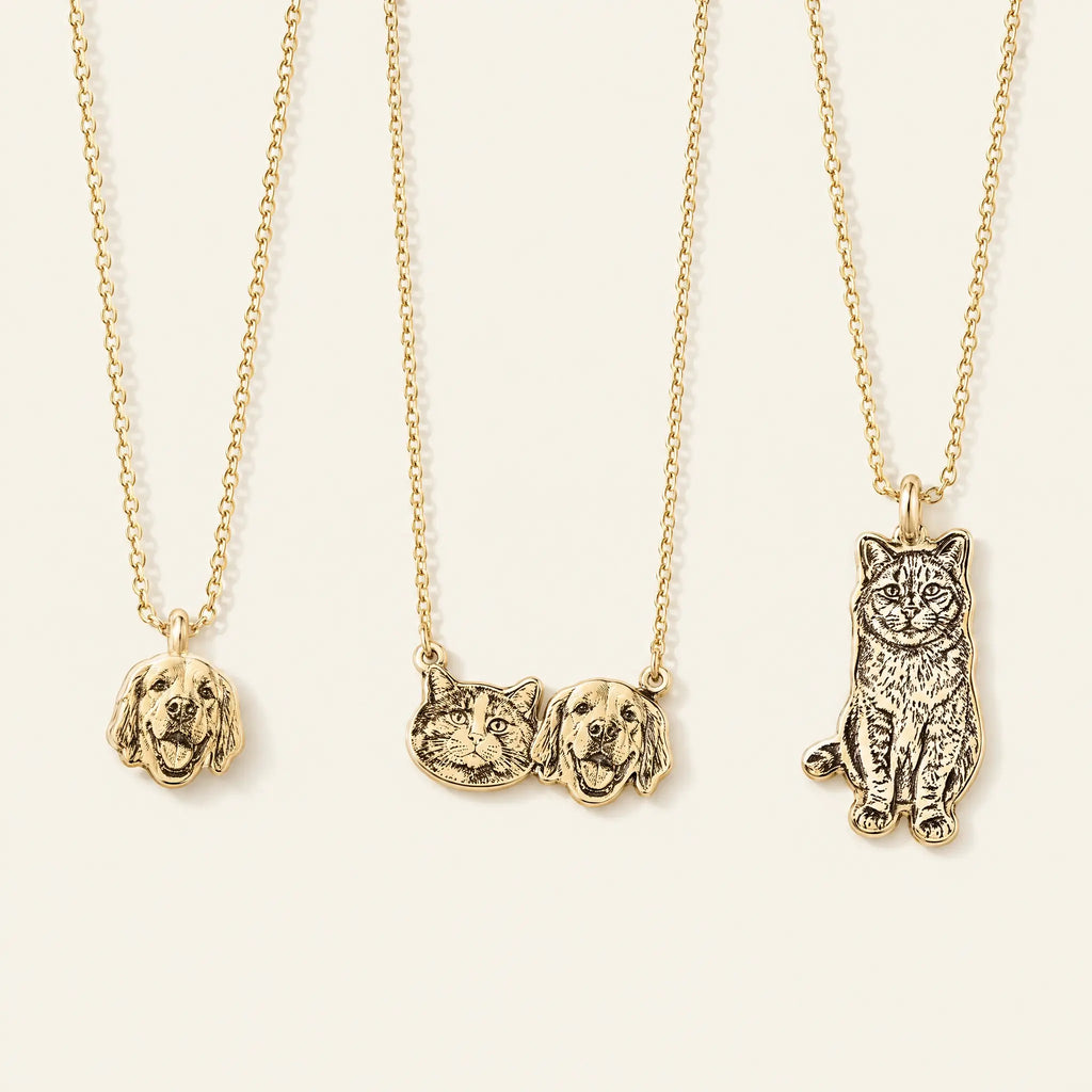 Assorted pet pendant necklaces in different styles