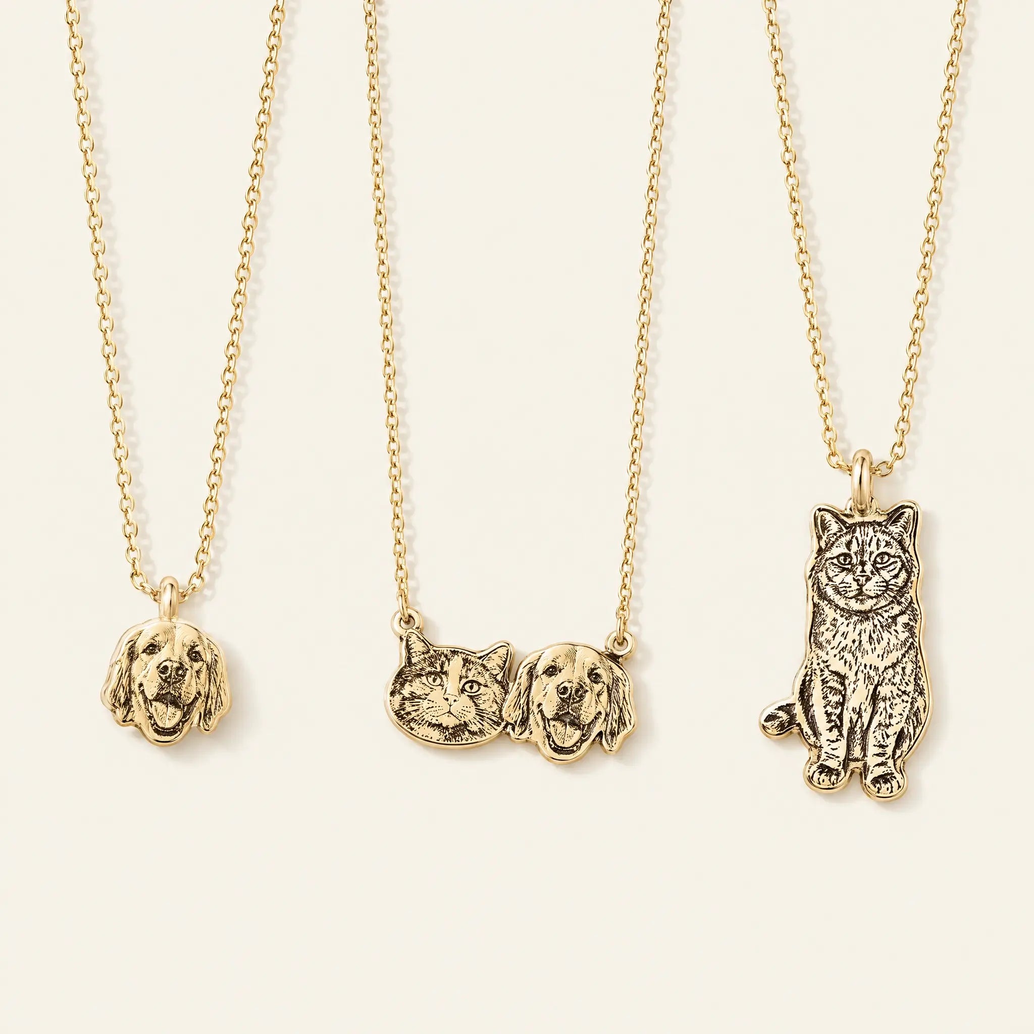 Assorted pet pendant necklaces in different styles
