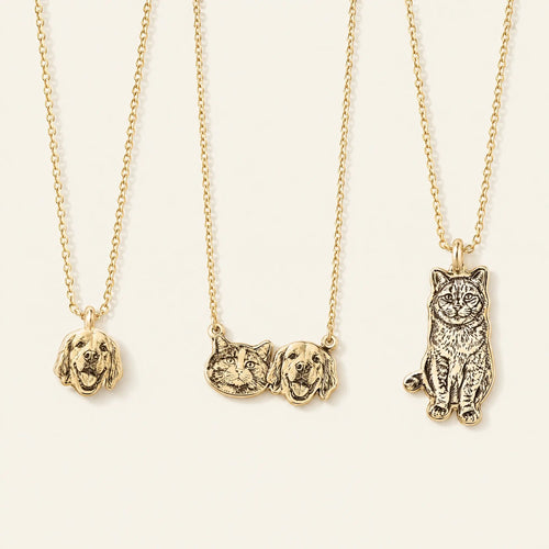 Assorted pet pendant necklaces in different styles